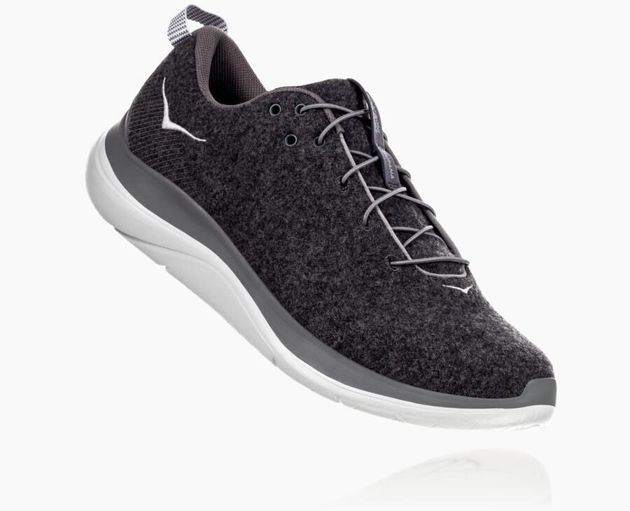 Hoka One One Hardloopschoenen Heren - Hupana Flow Wool - Grijs - IO6241809